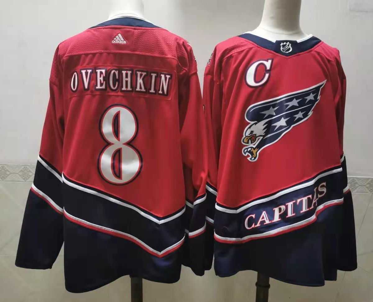 Men Washington Capitals 8 Ovechkin Red Throwback Authentic Stitched 2020 Adidias NHL Jersey